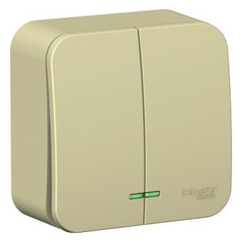 выключатель 2-кл. оп blanca 10а ip20 (сх. 5) 250в с подсветкой с изолир. пластиной беж. se blnva105117 от магазина Штепсель и батарейка.