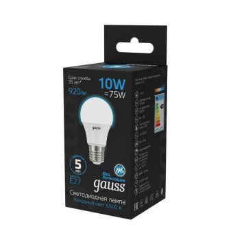 лампа светодиодная black 10вт a60 грушевидная 6500к холод. бел. e27 920лм gauss 102502310 от магазина Штепсель и батарейка.