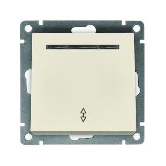 переключатель проходной 1-кл. сп афина 10а ip20 с подсветкой механизм сл. кость (ivory) universal a0125-i от магазина Штепсель и батарейка.