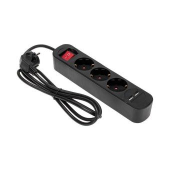 удлинитель 3х1.5м с заземл. standard 2хusb 3х1кв.мм с выкл. черн. rexant 13-4021 от магазина Штепсель и батарейка.