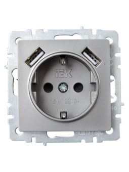 розетка brite рюш10-1-брс 16а с usb a+a 2.1а с заземл. защ. шторки механизм сталь iek br-r14-16-u21-d21-k46 от магазина Штепсель и батарейка. - фото_7
