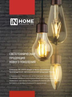 лампа светодиодная филаментная led-шар-deco шар прозрачная 15вт 230в e27 4000к 1435лм in home 4690612055985 от магазина Штепсель и батарейка. - фото_7