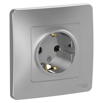 розетка 1-м сп blanca 16а ip20 250в с заземл. без защ. шторок алюм. se blnrs001013 от магазина Штепсель и батарейка.