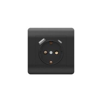 розетка new3-e 16а с заземл. защ. шторки с 2-мя заряд. устройствами usb a+c 5в/2.1а черн. chint 431502 от магазина Штепсель и батарейка.