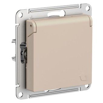 розетка atlasdesign 16а ip20 с заземл. защ. шторки с крышкой механизм песочн. se atn001246 от магазина Штепсель и батарейка.