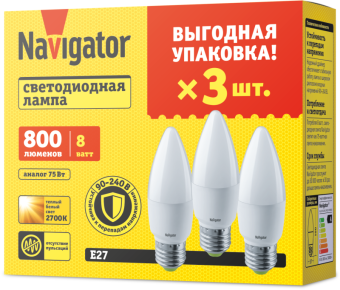 лампа светодиодная 95 322 nll-c37-8-230-2.7k-e27-fr-pack3 navigator 95322 от магазина Штепсель и батарейка.