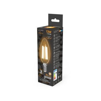 лампа светодиодная филаментная black filament 13вт свеча 2700к тепл. бел. e14 1100лм gauss 103801113 от магазина Штепсель и батарейка. - фото_4