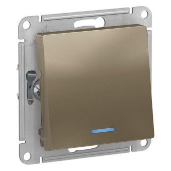 переключатель проходной 1-кл. сп atlasdesign 10а ip20 (сх. 6а) 10ax с подсветкой механизм шампань se atn000563 от магазина Штепсель и батарейка.
