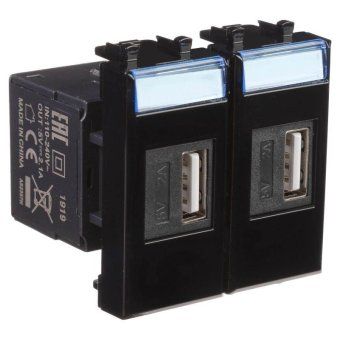 устройство зарядное usb 2мод. 2.1а avanti "черный квадрат" dkc 4402542 от магазина Штепсель и батарейка. - фото_2