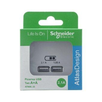 розетка usb atlasdesign тип a+a 5в 1х2.1а 2х1.05а механизм жемчуж. se atn000433 от магазина Штепсель и батарейка. - фото_3