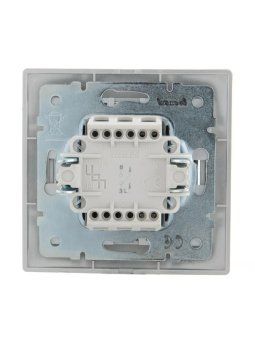 выключатель 1-кл. сп mira 10а ip20 со вставкой сер. метал. lezard 701-1010-100 от магазина Штепсель и батарейка. - фото_2