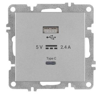 розетка lavin/karen usb + type-c механизм сер. arvia 50 03 2000 304 от магазина Штепсель и батарейка.