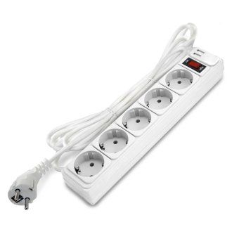 удлинитель с сетевым фильтром 5х5м с заземл 10а 2.2квт ip20 2хusb пвс 3х1 с выкл. бел. domtok 2566 от магазина Штепсель и батарейка.