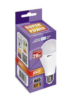 лампа светодиодная pled-sp 20вт a65 4000к нейтр. бел. e27 230в/50гц jazzway 5019669a от магазина Штепсель и батарейка. - фото_2