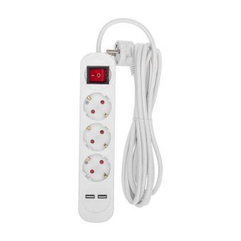 удлинитель 3х3м с заземл. standard 2хusb 3х1кв.мм с выкл. бел. rexant 13-4016 от магазина Штепсель и батарейка.