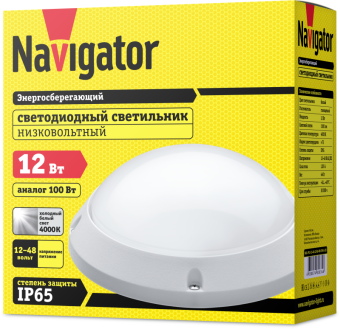 светильник светодиодный 61 634 nbl-pr1-12-4k-12/48-wh-ip65-led 12вт 4000к ip65 1100лм жкх низковольтный круг бел. (аналог нпп) navigator 61634 от магазина Штепсель и батарейка. - фото_3