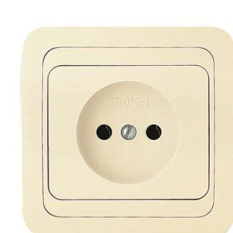 розетка 1-м сп mimoza 16а ip20 без заземл. крем./крем. makel 25022 от магазина Штепсель и батарейка.