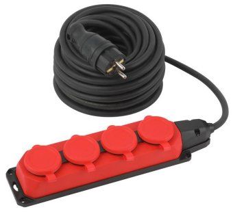 удлинитель силовой uk-4e-3x1.5-20m-ip44(kg) с заземлением 4 розетки каучук 20м кг 3х1.5кв.мм ip44 эра б0057587 от магазина Штепсель и батарейка.