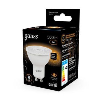 лампа светодиодная black 5вт mr16 софит 3000к тепл. бел. gu10 500лм gauss 101506105 от магазина Штепсель и батарейка. - фото_5