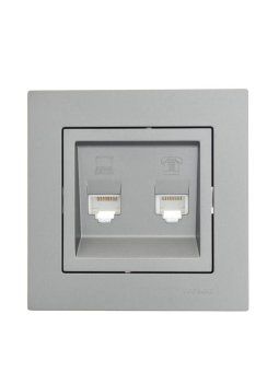 розетка компьютерная + телефонная 2-м сп vesna механизм платина lezard 742-3588-143 от магазина Штепсель и батарейка. - фото_4