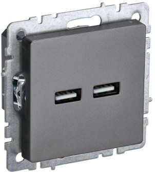 розетка brite usb a+a 3.1а рю10-1-брс механизм сталь iek br-u21-d31-k46 от магазина Штепсель и батарейка.