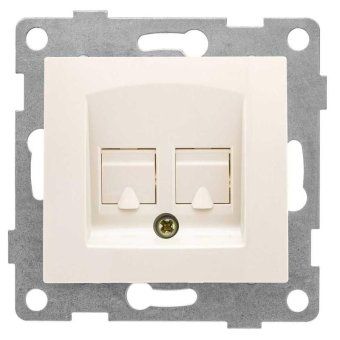 розетка компьютерная + телефонная 2-м сп bravo rj45 + rj12 механизм беж. gusi с10кт-003 от магазина Штепсель и батарейка.