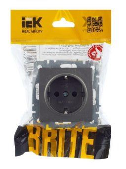 розетка 1-м сп brite рс14-1-0-брс 16а с заземл. защ. шторки механизм сталь iek br-r14-16-k46 от магазина Штепсель и батарейка. - фото_7