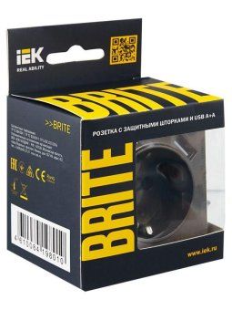 розетка brite рюш10-1-бртб 16а с usb a+a 2.1а с заземл. защ. шторки темн. механизм бронза iek br-r14-16-u21-d21-k45 от магазина Штепсель и батарейка. - фото_7