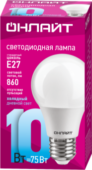 лампа светодиодная 61 140 oll-a60-10-230-6.5k-e27 10вт грушевидная онлайт 61140 от магазина Штепсель и батарейка. - фото_2
