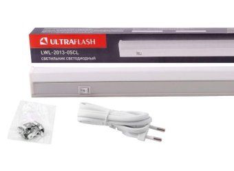 светильник светодиодный lwl-2013-5cl 5вт 20led 4000к ip20 300лм 310мм 220в линейный с сетевым проводом пластик. бел. ultraflash 12326 от магазина Штепсель и батарейка. - фото_6