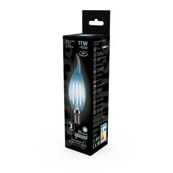 лампа светодиодная филаментная black filament 11вт свеча на ветру 4100к нейтр. бел. e14 830лм gauss 104801211 от магазина Штепсель и батарейка. - фото_4