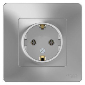 розетка 1-м сп blanca 16а ip20 250в с заземл. без защ. шторок алюм. se blnrs001013 от магазина Штепсель и батарейка. - фото_5