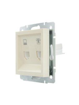 розетка компьютерная + телефонная 1-м сп vesna механизм крем. lezard 742-0388-143 от магазина Штепсель и батарейка. - фото_4