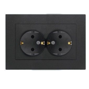 розетка 2-м сп афина 16а ip20 с заземл. в сборе графит universal a0128-gr от магазина Штепсель и батарейка.