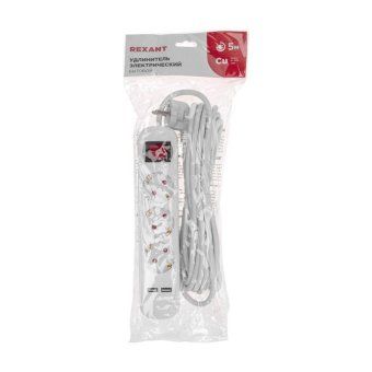 удлинитель 3х5м с заземл. standard 2хusb 3х1кв.мм с выкл. бел. rexant 13-4017 от магазина Штепсель и батарейка. - фото_7