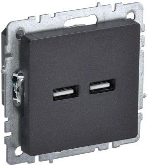 розетка brite usb a+a 3.1а рю10-1-брч механизм черн. iek br-u21-d31-k02 от магазина Штепсель и батарейка.