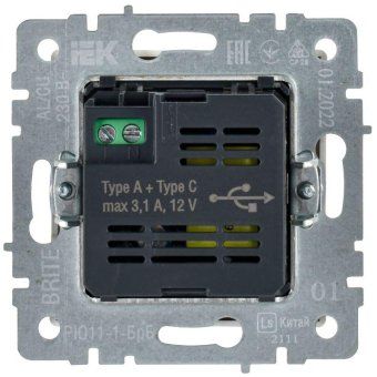 розетка brite usb a+c 18вт рю11-1-брб механизм бел. iek br-u22-018-k01 от магазина Штепсель и батарейка. - фото_3
