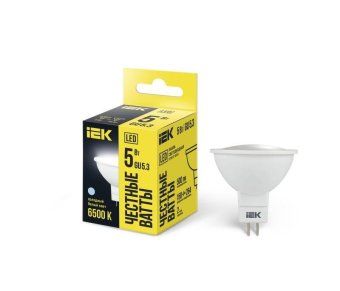 лампа светодиодная eco mr16 софит 5вт 230в 6500к gu5.3 iek lle-mr16-5-230-65-gu5 от магазина Штепсель и батарейка.