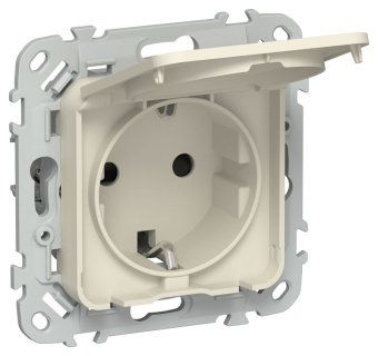 розетка сп flite рсшкр11-1-44-флсл 16а ip44 с заземл. с защ. шторками и крышкой безвинтовое крепление механизм сливочный iek fi-r16-16-1-44-k86 от магазина Штепсель и батарейка.