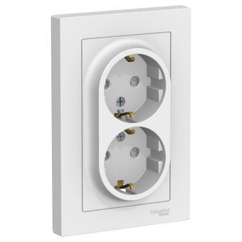 розетка 2-м сп atlasdesign 16а ip20 с заземл. защ. шторки в сборе бел. se atn000126 от магазина Штепсель и батарейка.
