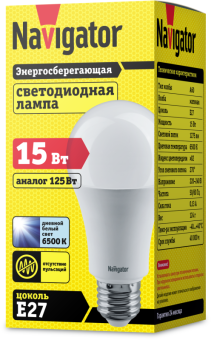 лампа светодиодная 61 239 nll-a70/a60-15-230-6.5k-e27 15вт грушевидная матовая 6500к холод. бел. e27 1275лм 176-264в navigator 61239 от магазина Штепсель и батарейка. - фото_2
