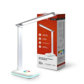 светильник светодиодный настольный ссо 20б 12вт 6500к 640лм rgb-подсветка сенсор-диммер с адаптером бел. in home 4690612041070 от магазина Штепсель и батарейка.