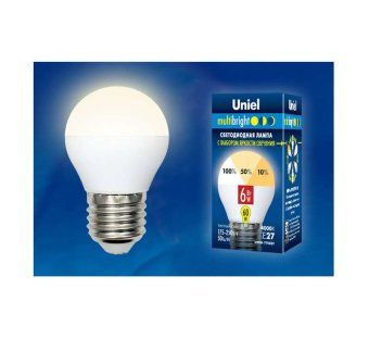 лампа светодиодная led-g45-6w/ww/e27/fr/mb plm11wh multibright 6вт шар матовая 3000к тепл. бел. e27 100-50-10 (упак. картон) uniel ul-00002377 от магазина Штепсель и батарейка.