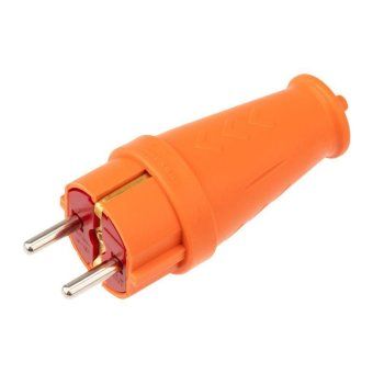вилка прямая влагозащ. 16а ip44 с заземл. compact каучук оранж. rexant 111-202 от магазина Штепсель и батарейка.