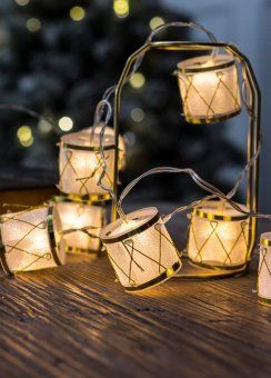 гирлянда светодиодная "барабаны" pvc 5х4см 10led тепл. бел. 1.8+0.3м космос koc_gir-b117 от магазина Штепсель и батарейка.