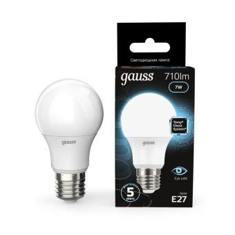 лампа светодиодная black 7вт a60 грушевидная 4100к нейтр. бел. e27 710лм gauss 102502207 от магазина Штепсель и батарейка.