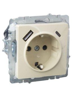 розетка brite рюш11-1-бркр 16а с usb a+c 18вт с заземл. защ. шторки механизм беж. iek br-r14-16-u22-018-k10 от магазина Штепсель и батарейка. - фото_6