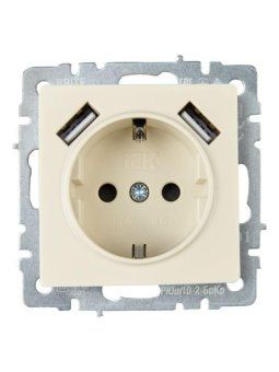 розетка brite рюш10-2-бркр 16а с usb a+a 3.1а с заземл. защ. шторки механизм беж. iek br-r14-16-u21-d31-k10 от магазина Штепсель и батарейка. - фото_2