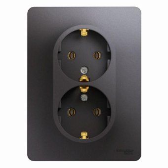 розетка 2-м сп glossa 16а ip20 250в с заземл. в сборе графит se gsl001324 от магазина Штепсель и батарейка.