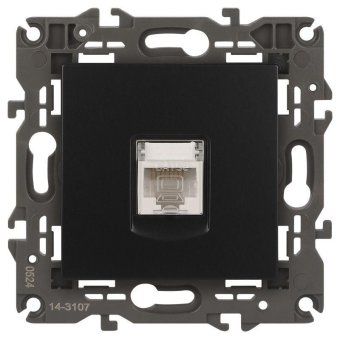 розетка компьютерная 1-м elegance 14-3107-05 rj45 ip20 механизм антрацит эра б0034306 от магазина Штепсель и батарейка.